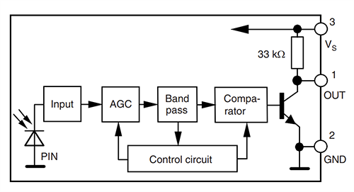 Schéma de principe - Vishay Semiconductors Module de capteur IR Miniature TSMP98100